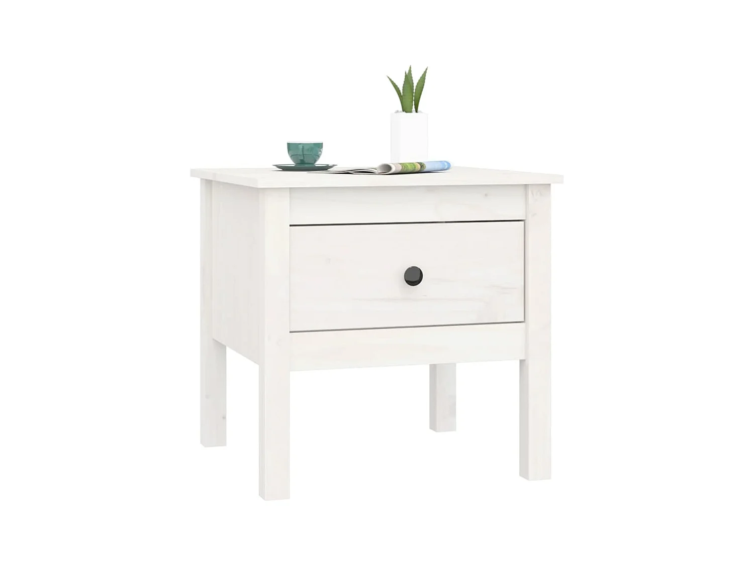 Table d'appoint Blanc 50x50x49 cm Bois massif de pin