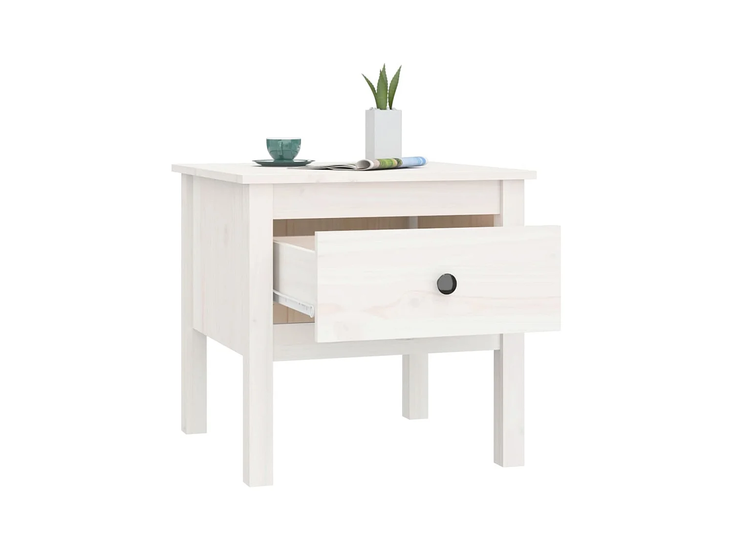 Table d'appoint Blanc 50x50x49 cm Bois massif de pin