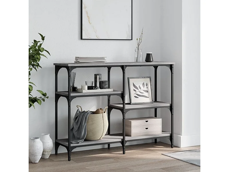 Mesa consola madera de ingeniería gris Sonoma 102x29x75 cm
