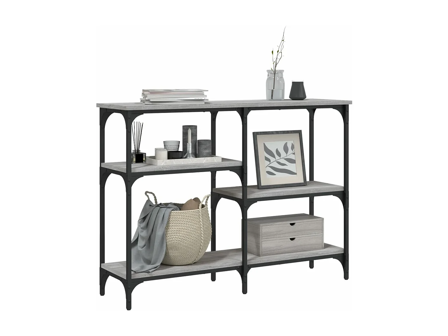 Wandtafel 102x29x75 cm bewerkt hout grijs sonoma eikenkleurig