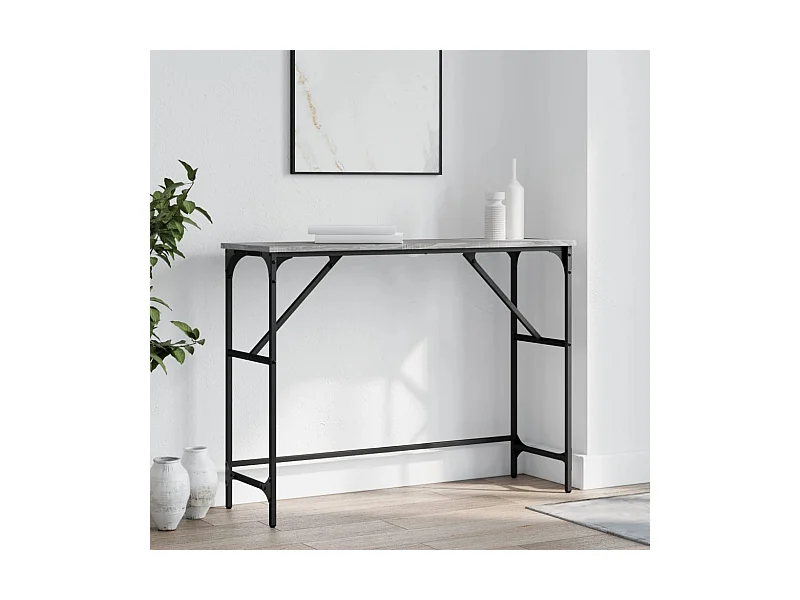 Mesa consola madera de ingeniería gris Sonoma 100x32x75 cm