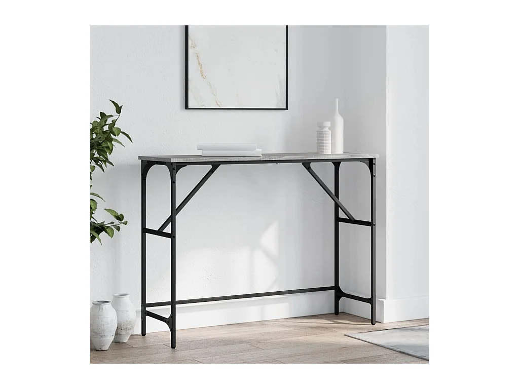 Table console sonoma gris 100x32x75 cm bois d'ingénierie