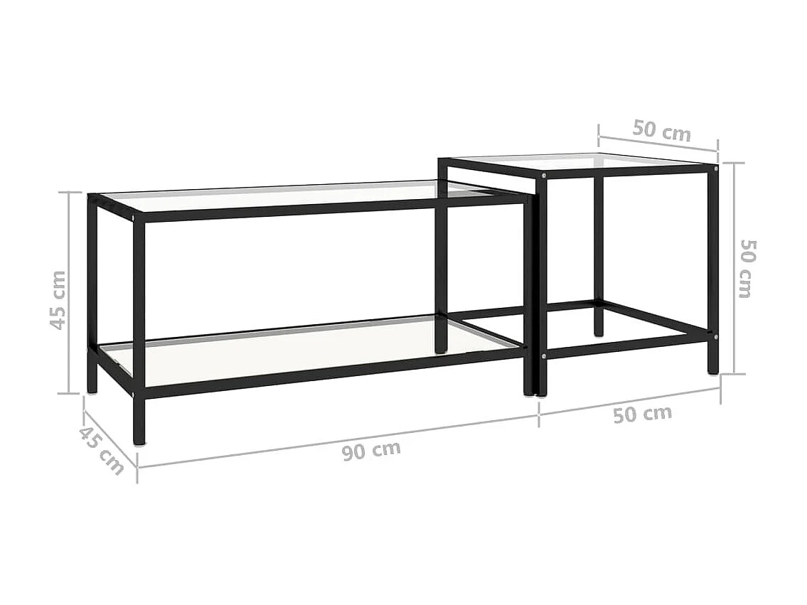 Tables à thé 2 pièces Verre trempé Transparent