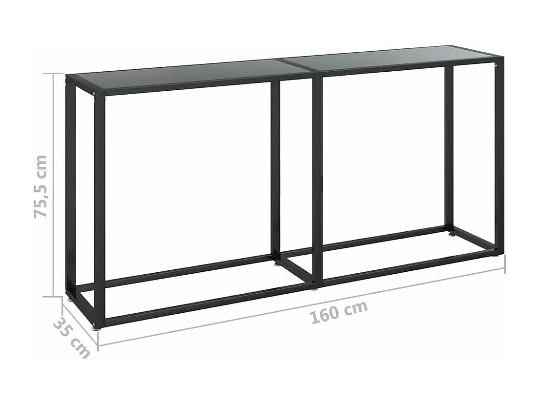 Mesa consola vidrio templado negro 160x35x75,5 cm