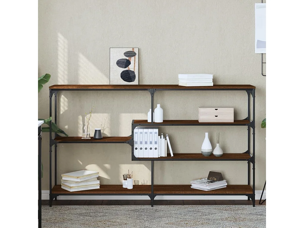 Mesa consola 160x32x95 cm derivados madeira carvalho castanho