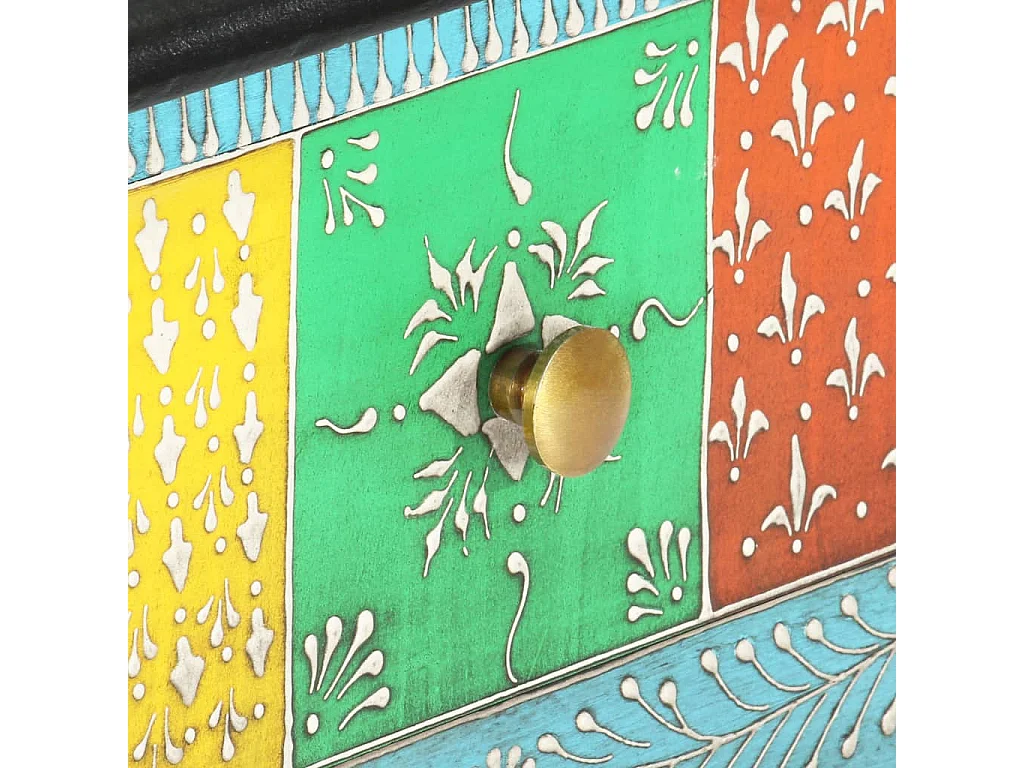 Mesa consola pintada a mano madera maciza de mango 80x35x75 cm