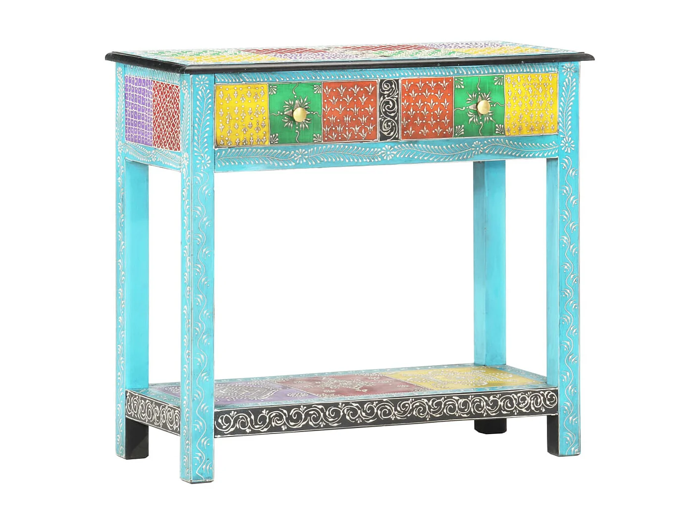 Mesa consola pintada a mano madera maciza de mango 80x35x75 cm