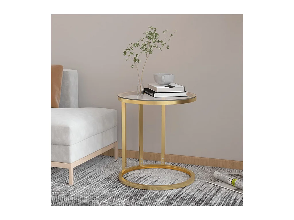Mesa de apoio dourada e vidro temperado transparente 45 cm