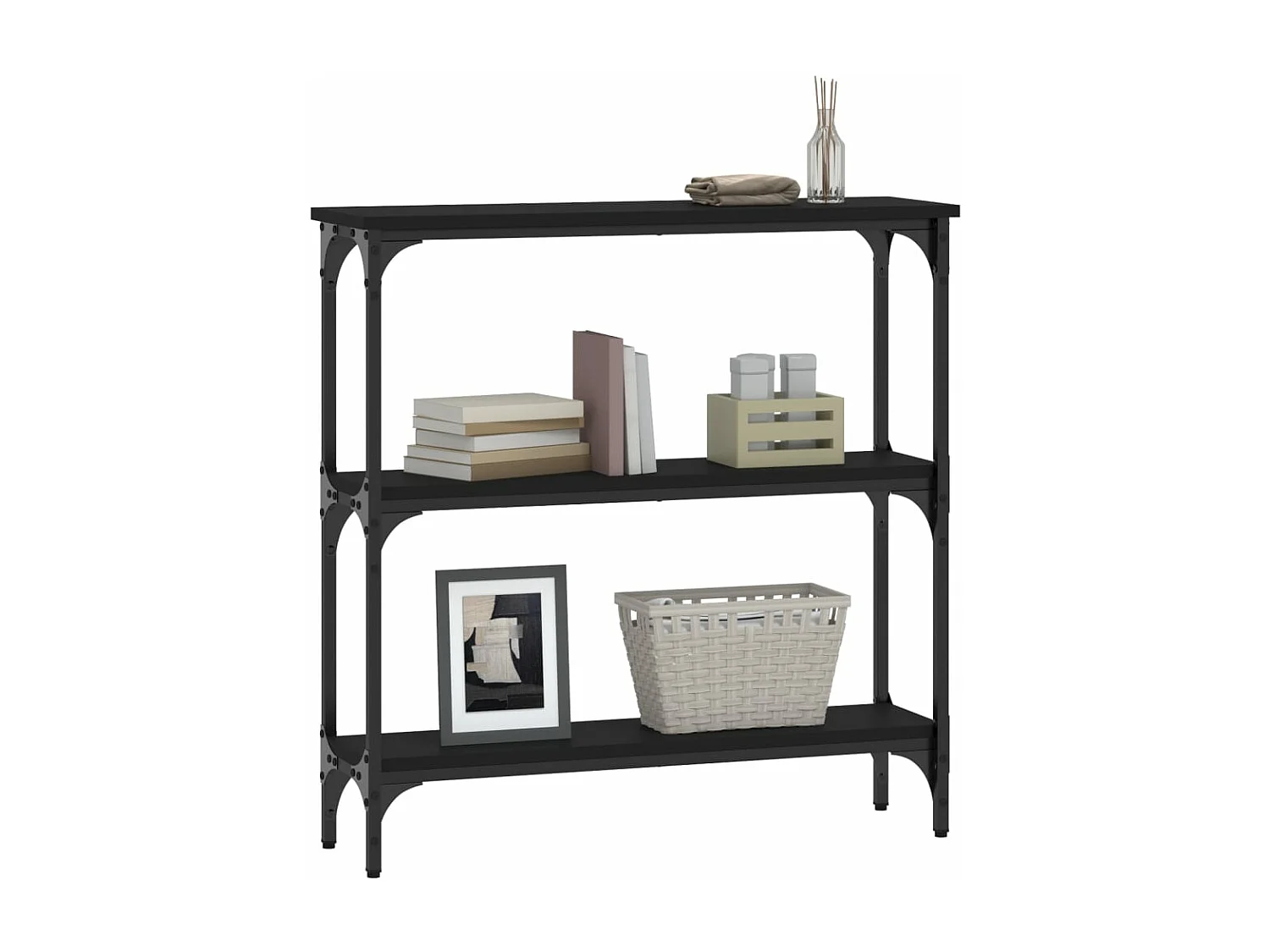 Table console noir 75x22,5x75 cm bois d'ingénierie