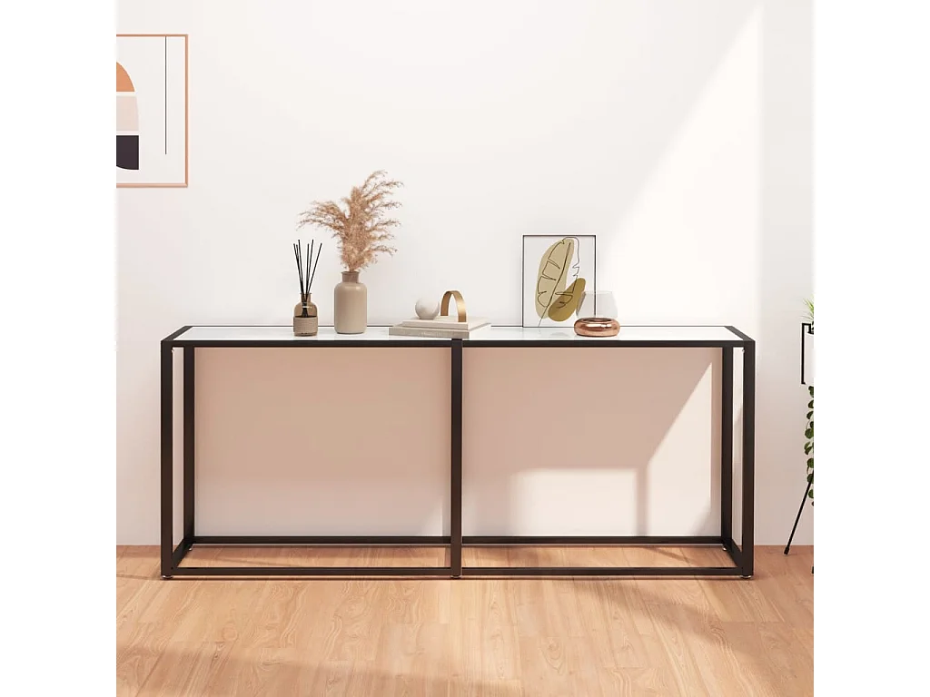 Wandtafel 180x35x75,5 cm gehard glas witmarmerkleurig