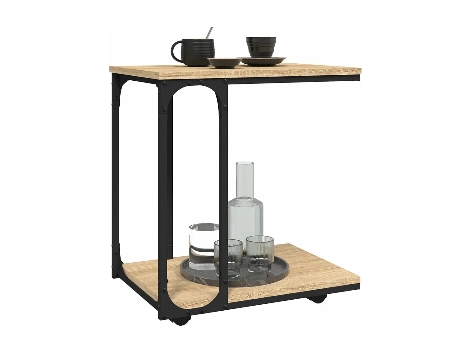 Bijzettafel met wieltjes 50x35x55,5 cm hout sonoma eikenkleurig