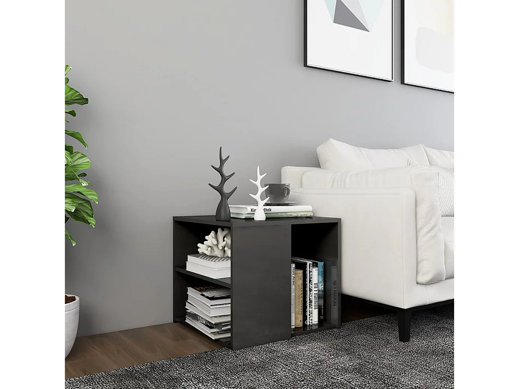 Table d'appoint Gris brillant 50x50x45 cm Aggloméré