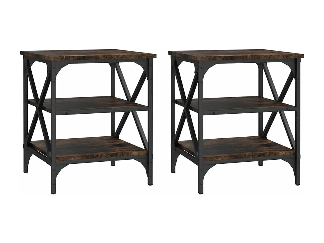 Mesas de apoio 2peças 40x42x50 cm derivados de madeira cor fumado