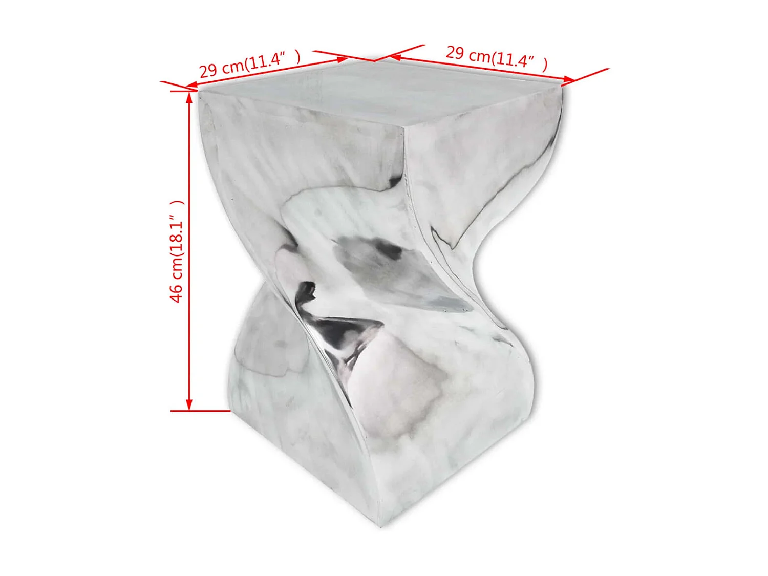 Table auxiliaire / Tabouret Forme torsadée Aluminium Argenté