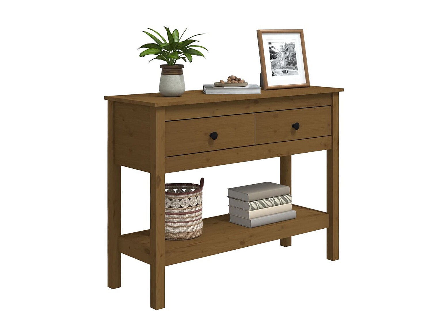 Table Console Marron Miel 100x35x75 cm Bois Massif de pin,Table Console Bois Massif Rangement Pratique pour Maison et Bureau Tables d'appoint, Ameublement et décoration