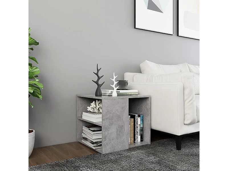 Mesa auxiliar madera contrachapada gris hormigón 50x50x45 cm