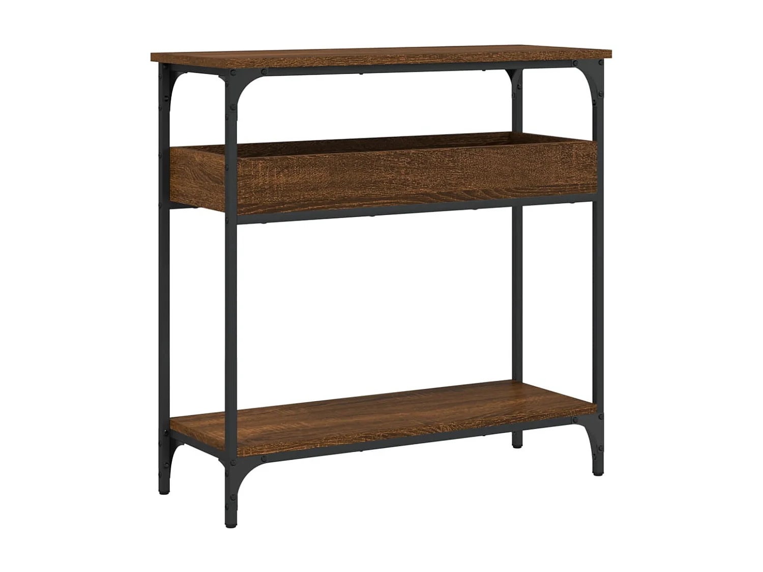 Mesa consola estante madera ingeniería marrón roble 75x29x75 cm