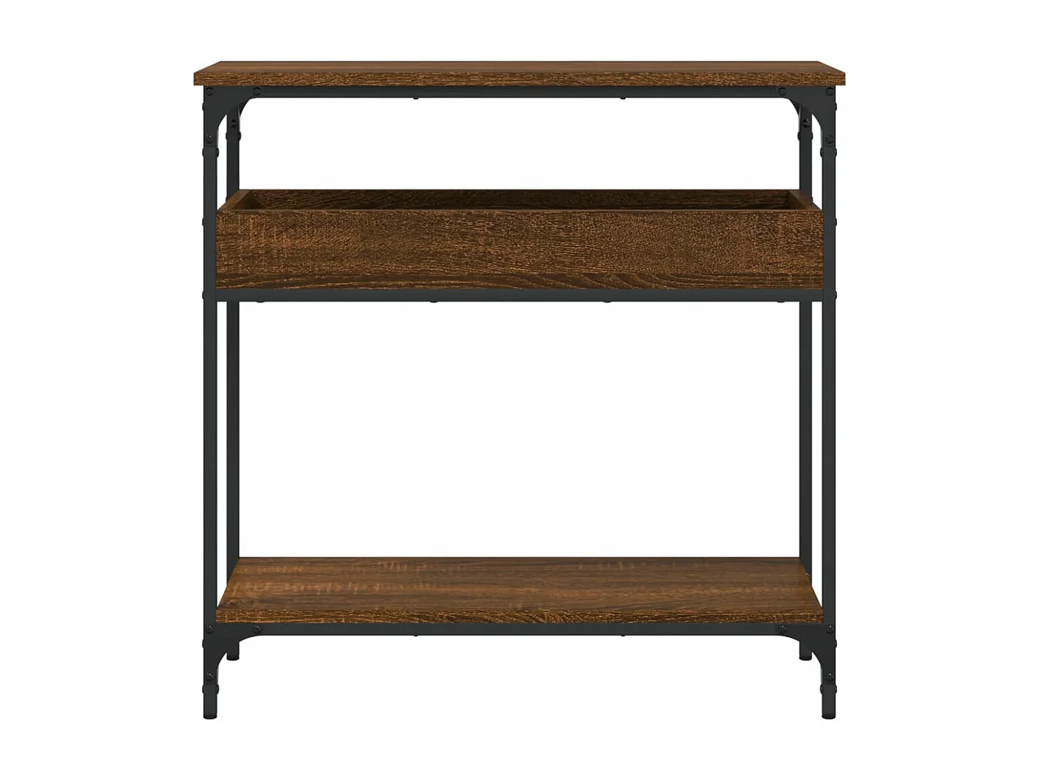 Mesa consola estante madera ingeniería marrón roble 75x29x75 cm