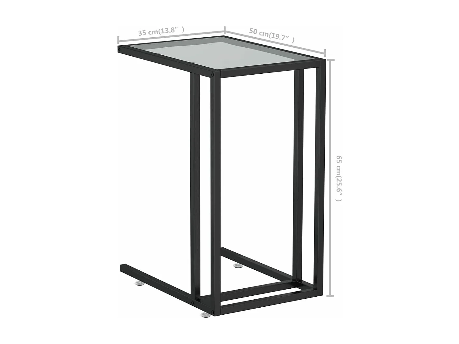 Table d'appoint pour ordinateur Noir 50x35x65 cm Verre trempé
