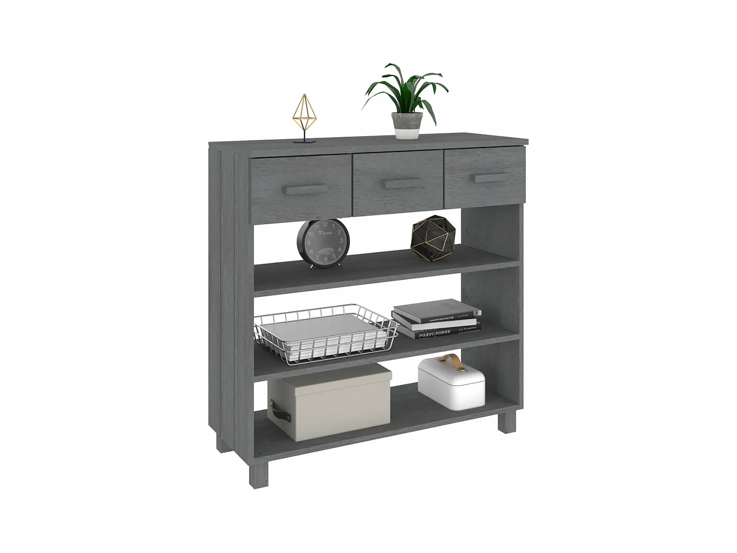 Table console HAMAR Gris foncé 90x35x90 cm Bois massif de pin