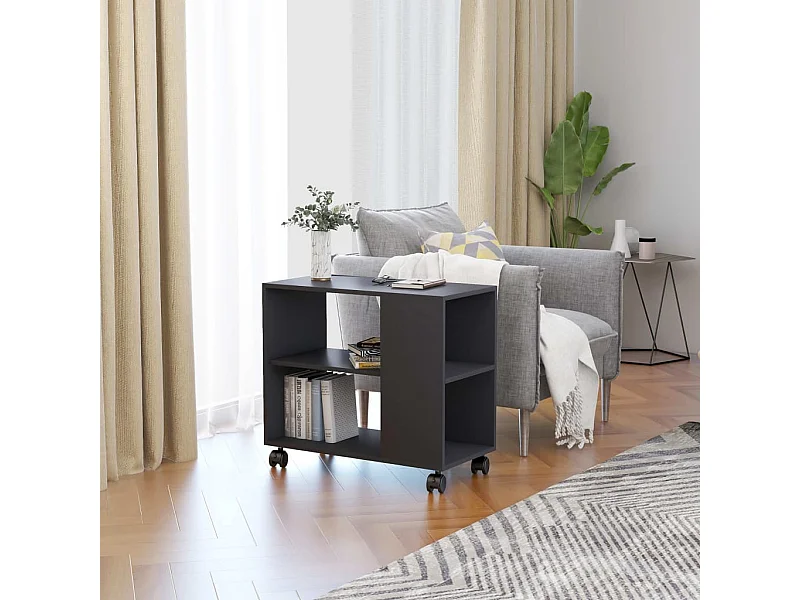 Mesa auxiliar de madera de ingeniería gris 70x35x55 cm