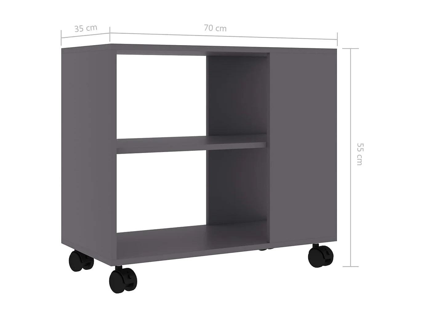 Table d'appoint Gris 70x35x55 cm Bois d'ingénierie