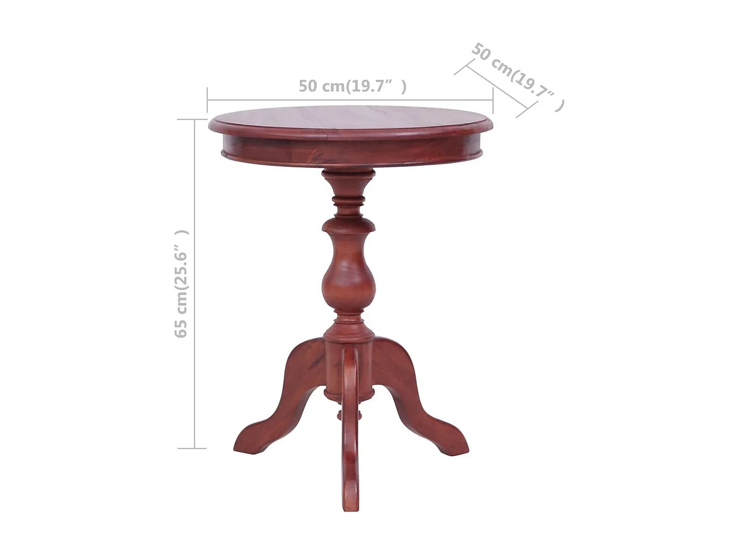 Mesa de apoio 50x50x65 cm madeira de mogno maciça castanho