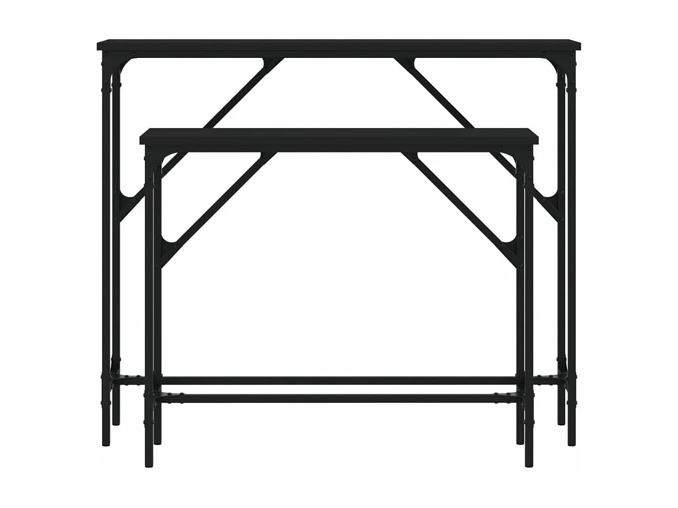 Tables console 2 pièces noir bois d'ingénierie