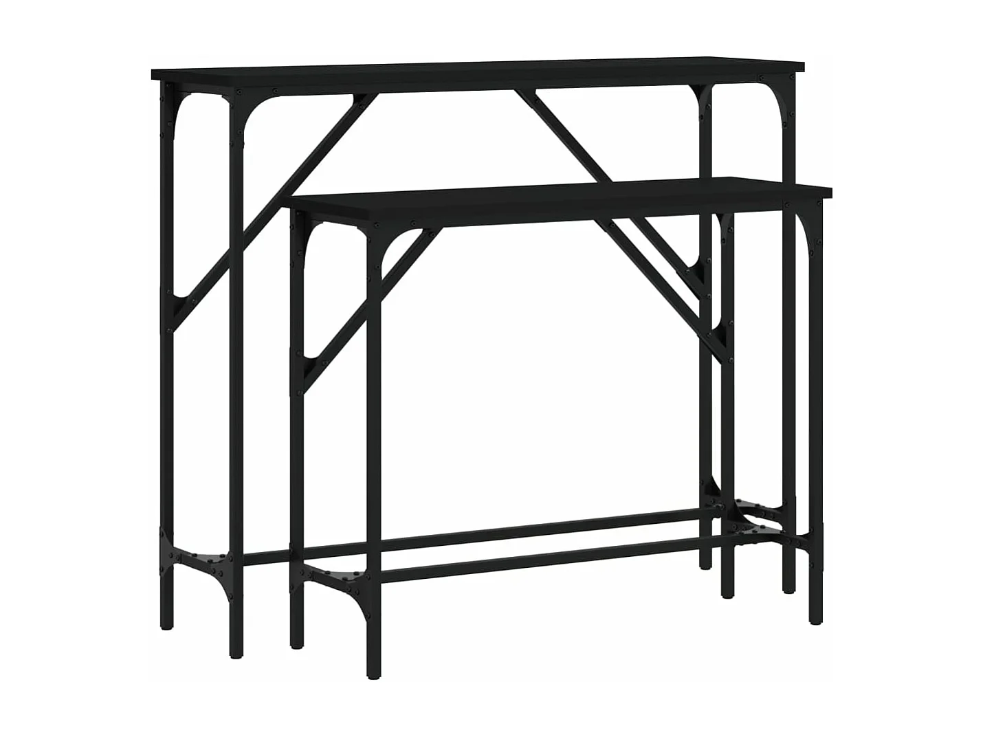 Tables console 2 pièces noir bois d'ingénierie