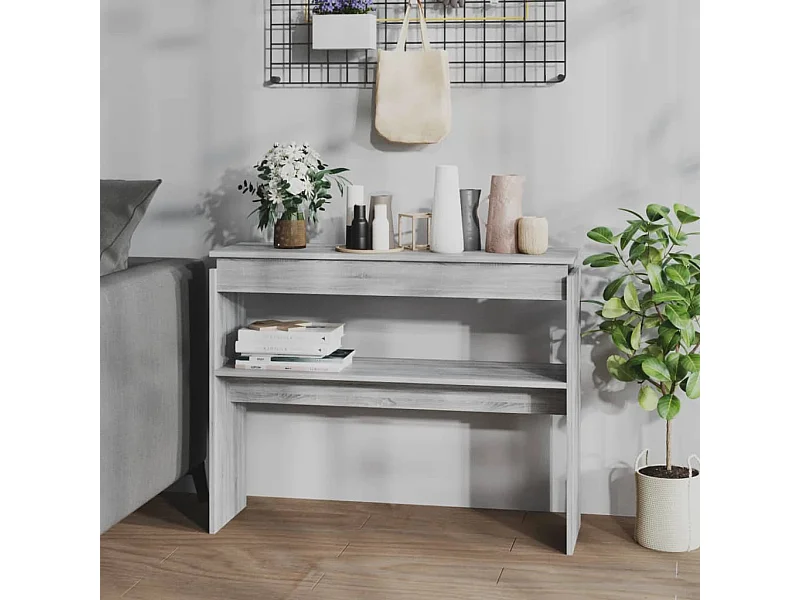 Mesa consola madera contrachapada gris Sonoma 102x30x80 cm