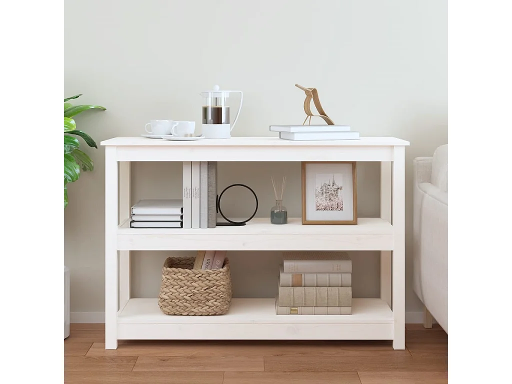 Table console Blanc 110x40x74 cm Bois massif de pin
