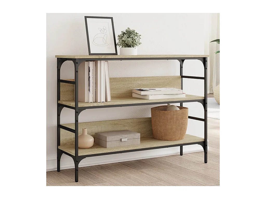 Table console chêne sonoma 100x32x75 cm bois d'ingénierie