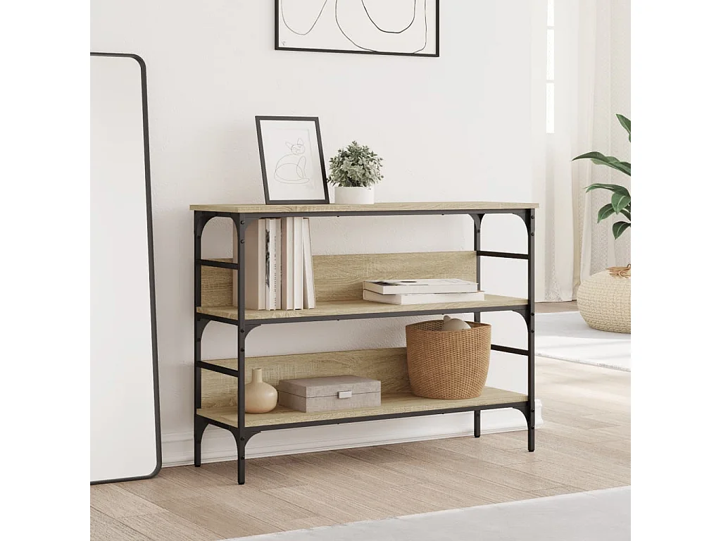 Table console chêne sonoma 100x32x75 cm bois d'ingénierie