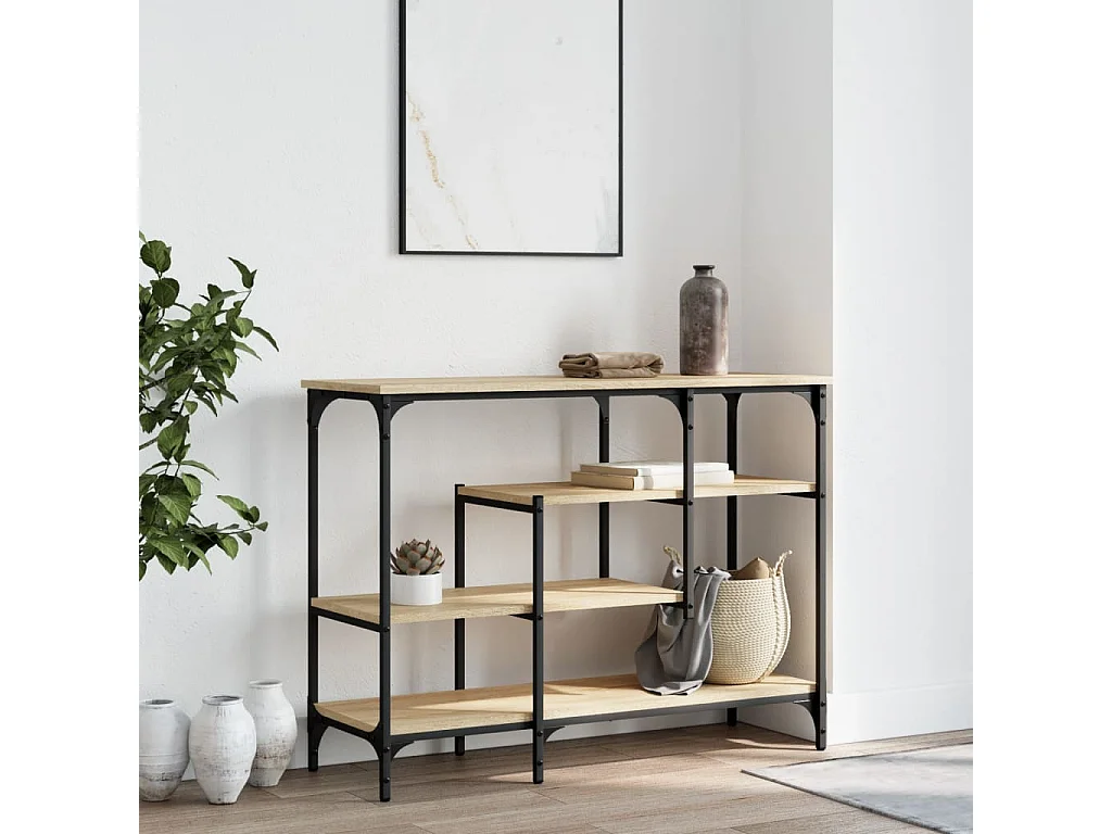Table console avec étagères chêne sonoma 100x35x75 cm