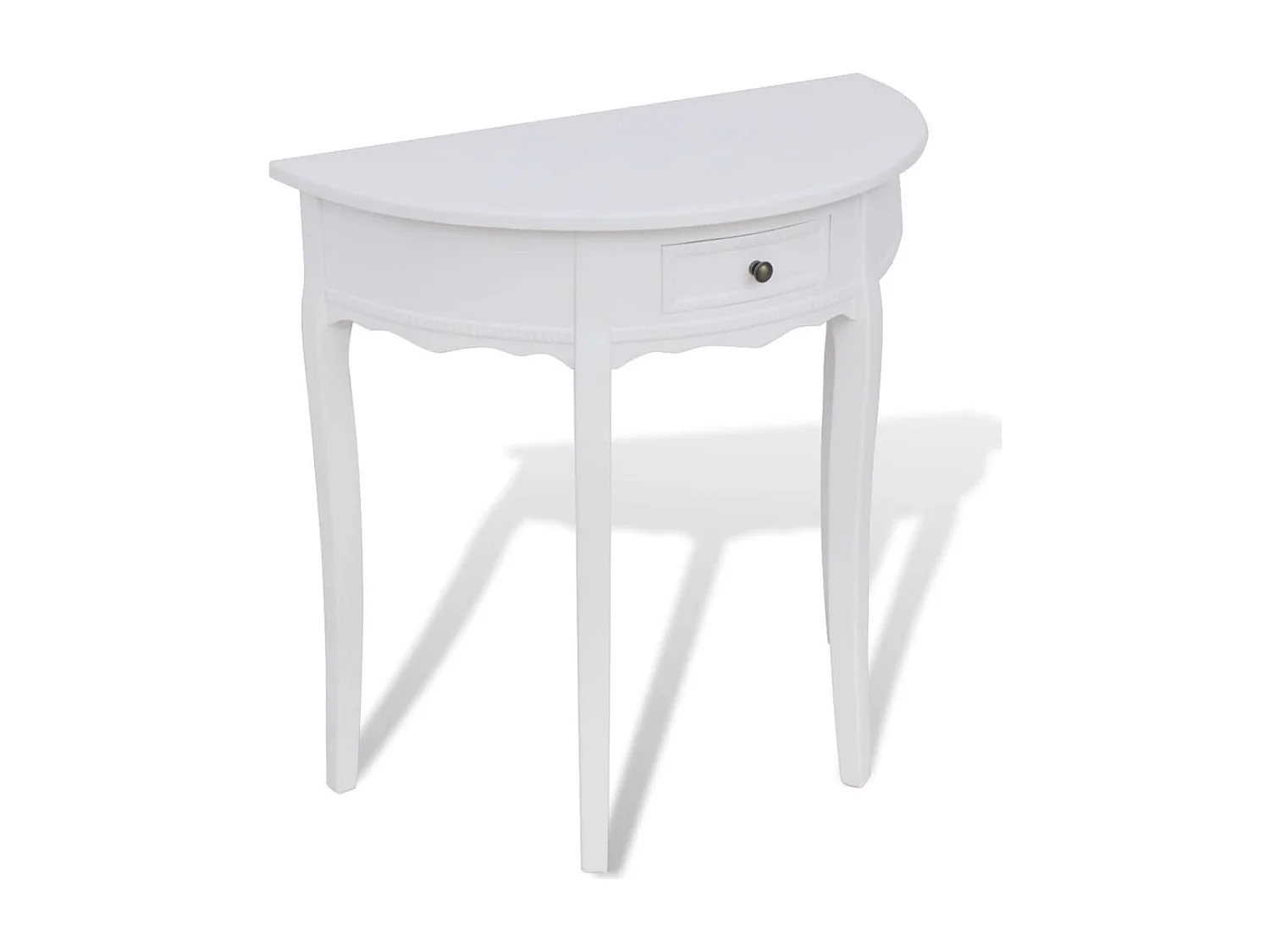 Table console avec tiroir Demi-ronde Blanc