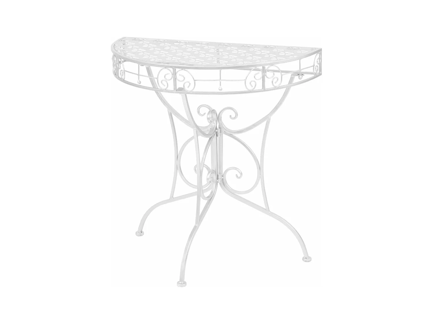 Table d'appoint Vintage Demi-ronde Métal 72x36x74 cm Argenté