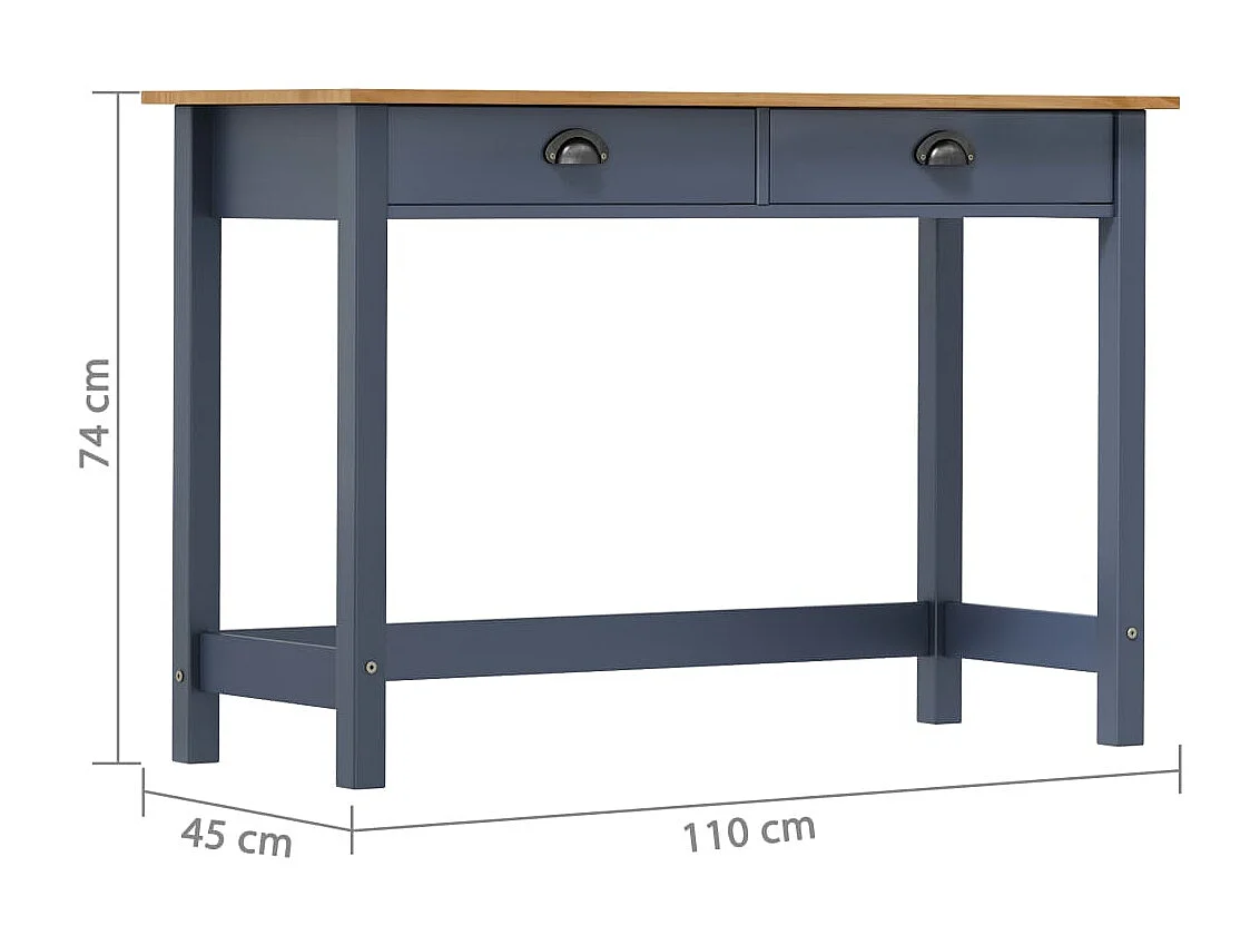 Mesa consola Hill c/ 2 gavetas 110x45x74cm pinho maciço cinza