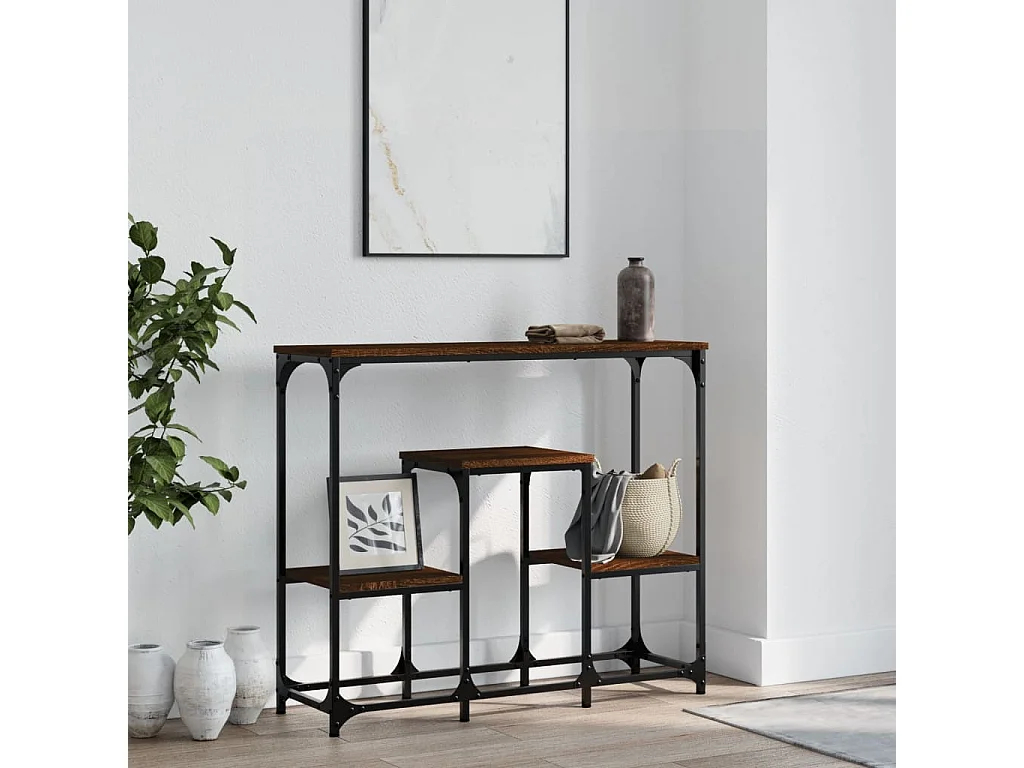 Table console chêne marron 89,5x28x76 cm bois d'ingénierie