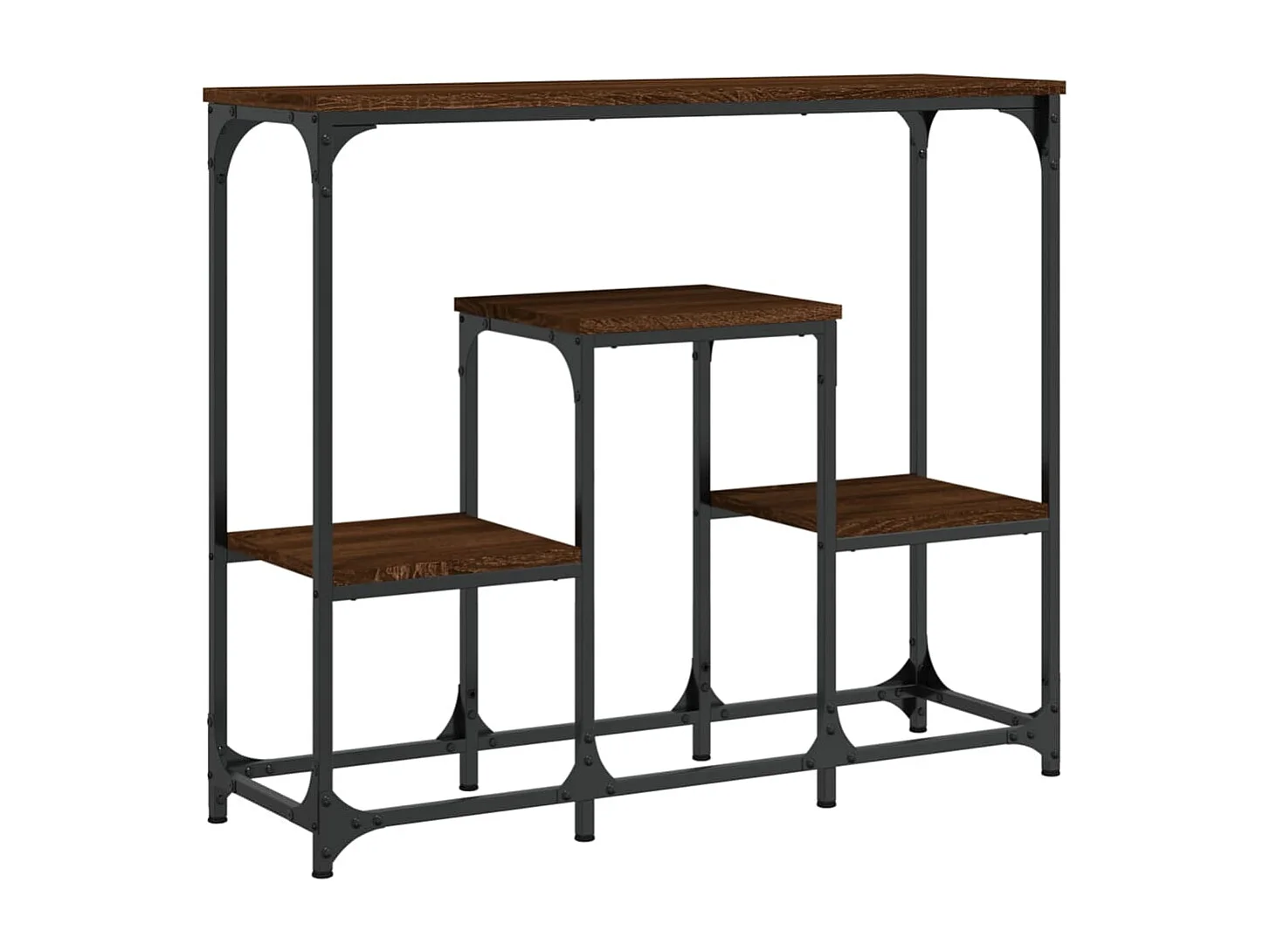 Table console chêne marron 89,5x28x76 cm bois d'ingénierie