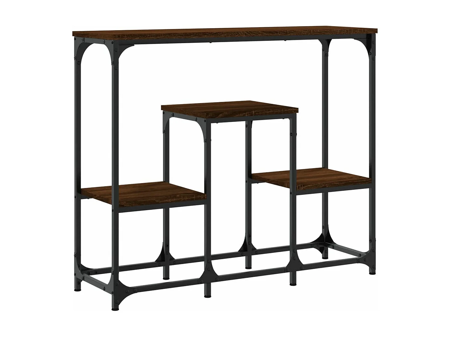 Table console chêne marron 89,5x28x76 cm bois d'ingénierie