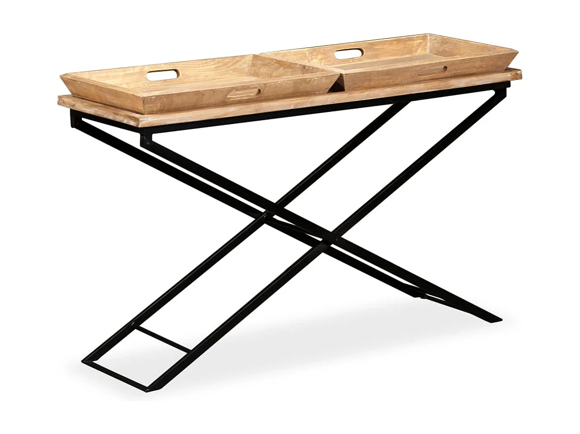 Mesa consola de madera de mango maciza 130x40x80 cm