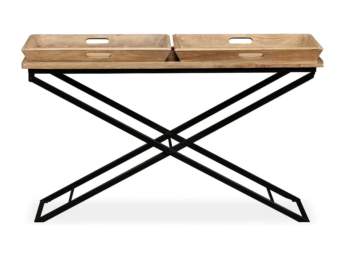 Mesa consola de madera de mango maciza 130x40x80 cm