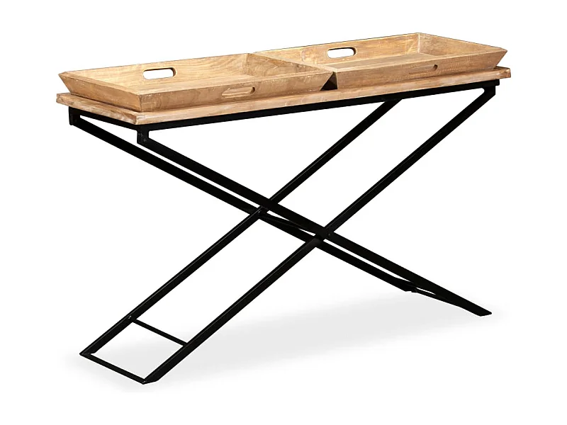 Mesa consola de madera de mango maciza 130x40x80 cm