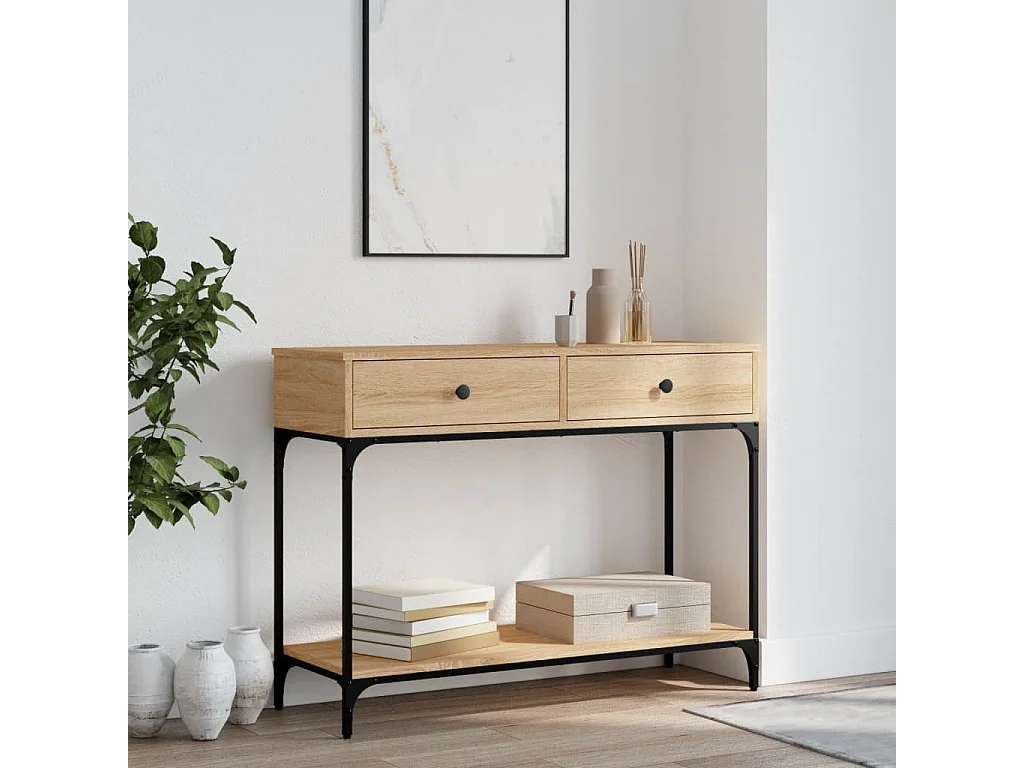 Table console chêne sonoma 100x34,5x75 cm bois d'ingénierie