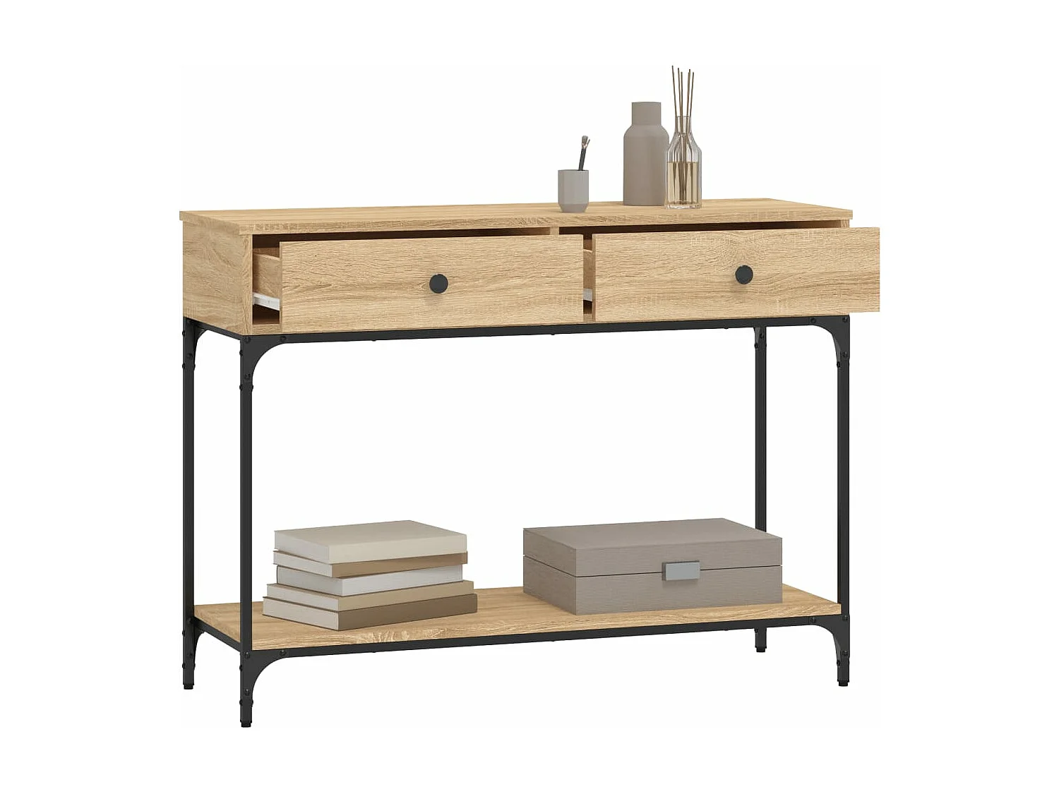 Table console chêne sonoma 100x34,5x75 cm bois d'ingénierie