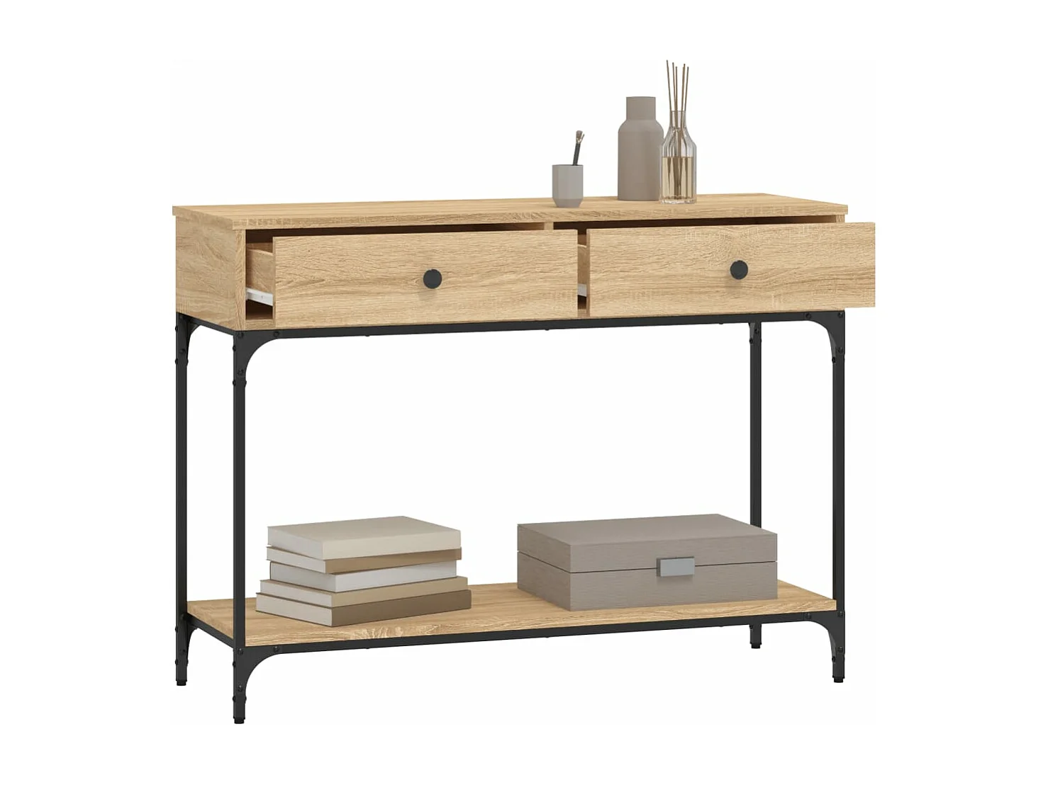 Table console chêne sonoma 100x34,5x75 cm bois d'ingénierie