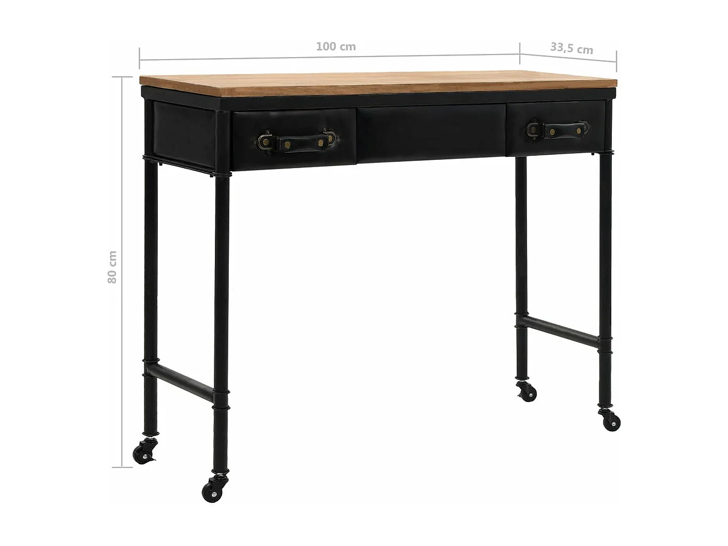 Table console MDF et bois de sapin 100 x 33,5 x 80 cm