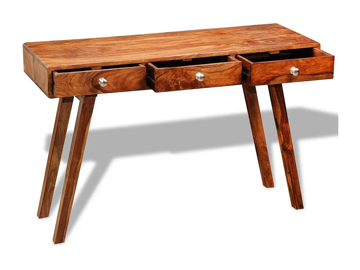 Mesa consola com 3 gavetas 76 cm madeira sheesham sólida