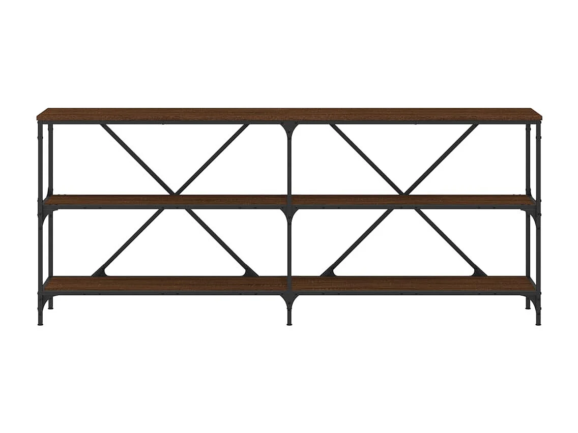 Table console chêne marron 180x30x75 bois d'ingénierie et fer