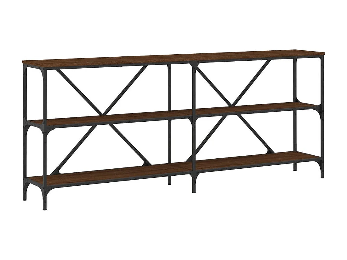 Table console chêne marron 180x30x75 bois d'ingénierie et fer